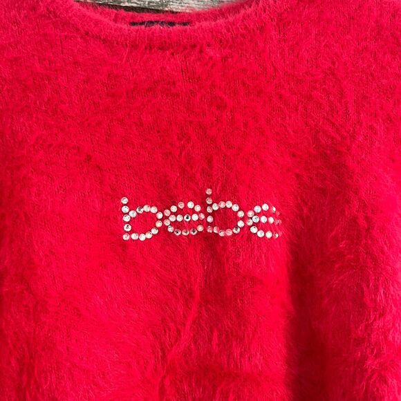 Bebe Fuzzy Sweater y2k style Medium in Red - Picture 3 of 12